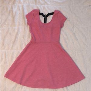 Medium Pink Textured Skater-dress